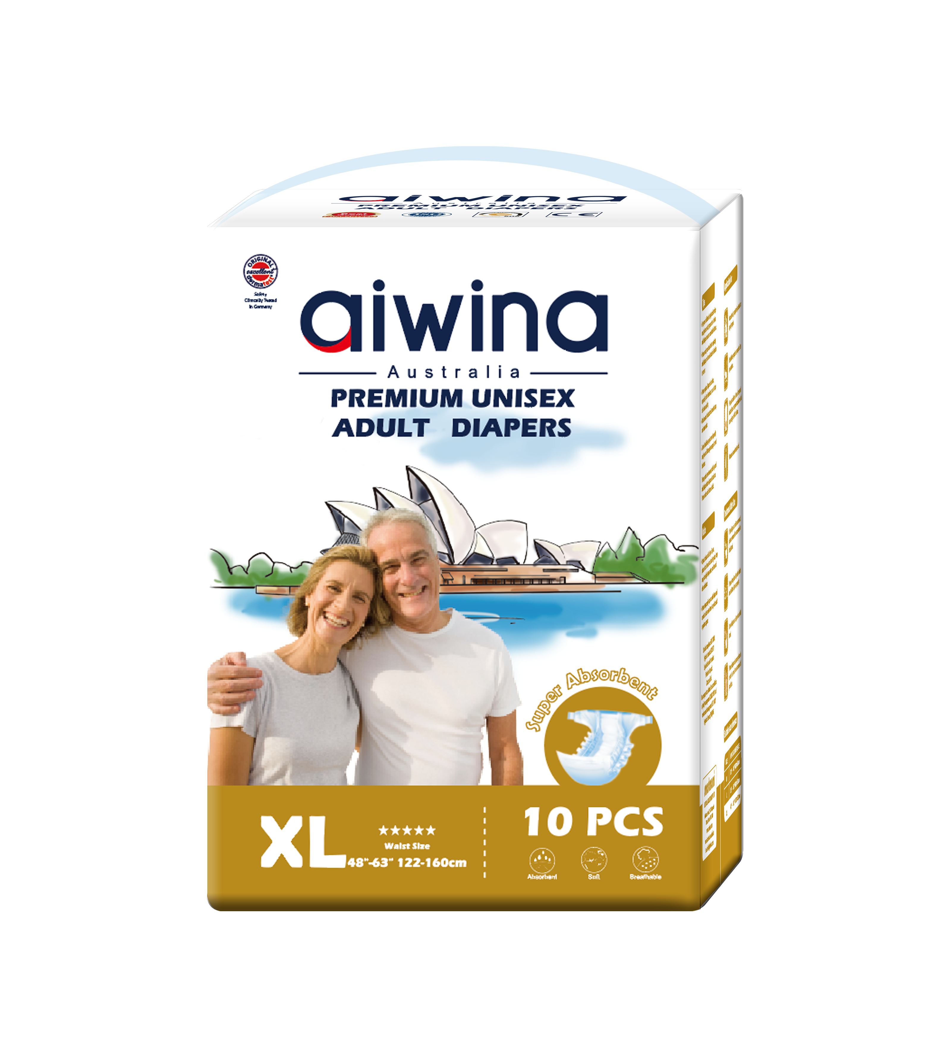 [Pañales/XG/10] Pañales de Adulto Premium Aiwina - Unisexo - Talla XG 10 Pzs